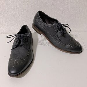 John Varvatos USA Black Leather & Canvas Wing Tip Shoe Sz 11.5‎